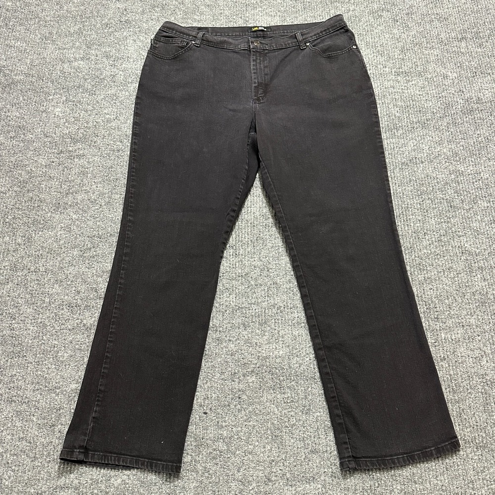 Lee Relaxed Fit Straight Leg Jeans Womens Size 18 Medium Black Denim High‎ Rise